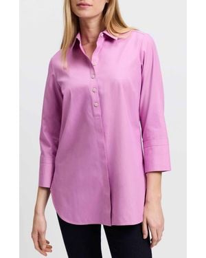 Foxcroft Madison Popover Cotton Oxford Shirt - Pink