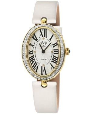 Gv2 Piazza Navona Diamond Dial Leather Strap Watch, 29Mm X 38Mm - Metallic
