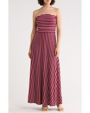 WEST K Ei Striped Strapless Maxi Dress - Red