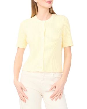 Halogen® Ribbed Short Sleeve Cardigan - Yellow