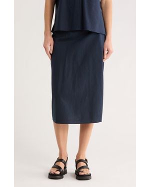 Vince Linen Blend Slip Skirt - Blue