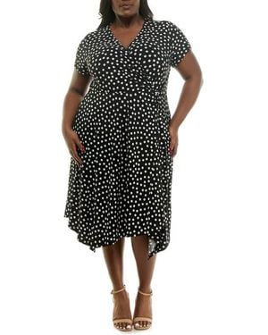 Nina Leonard Asymmetric Midi Dress - Black