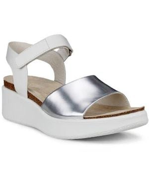 Ecco Corksphere Flowt Wedge Cork Sandal - White