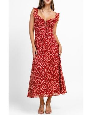 Beivy Chiffon Print Maxi Dress - Red