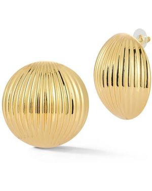 Glaze Jewelry Rib Button Stud Earrings - Natural