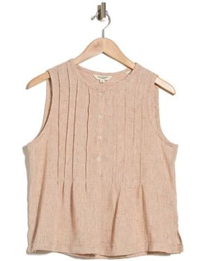 Max Studio Crinkle Pintuck Top - Natural