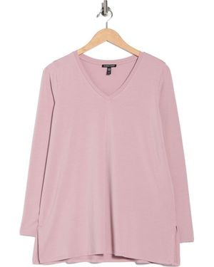 Eileen Fisher V-Neck Long Sleeve Tunic - Pink