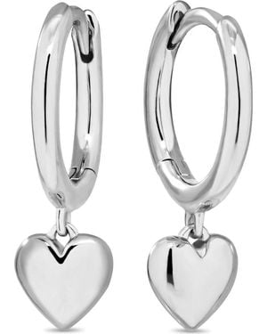 DEVATA Sweet Heart Drop Hoop Earrings - White