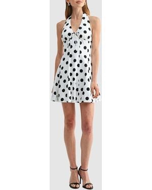 Lush Polka Dot Halter Neck Fit & Flare Dress - Multicolor