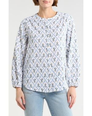 Lucky Brand Print Button-Up Shirt - Blue