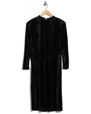 Go Couture Long Sleeve Texture Knit Dress - Black