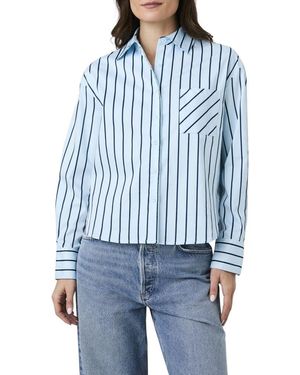 French Connection Boxy Stripe Button-Up Shirt - Blue
