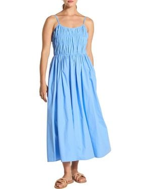 Wishlist Sleeveless Smocked Cotton Midi Dress - Blue