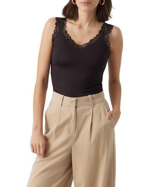 Vero Moda Rosa Lace Trim Tank - Brown