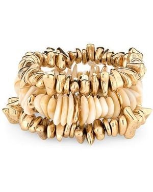 Natasha Couture Set Of 3 Beaded Stretch Bracelets - Metallic
