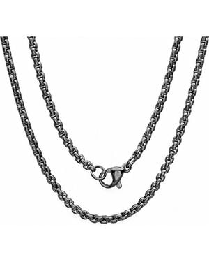 Steeltime Ion Plated Stainless Steel Box Chain Necklace - Metallic