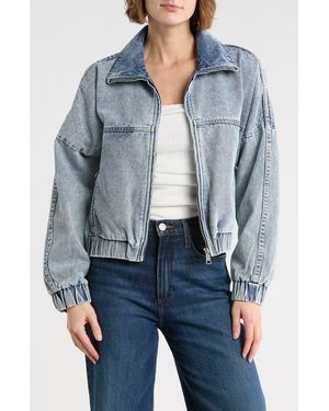 Vigoss Dad Denim Bomber Jacket - Blue