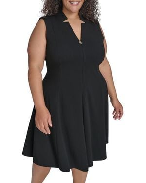 Calvin Klein Logo Zip Scuba Crepe Dress - Black