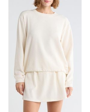 DKNY Jacquard Mixed Long Sleeve Crewneck Sweatshirt - White