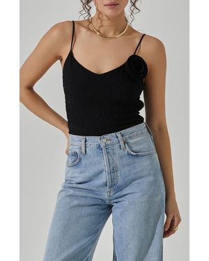 Astr Rosette Textured Camisole - Black