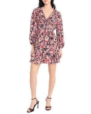 Donna Morgan V-Neck Fit & Flare Minidress - Red