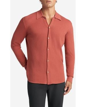 Goodlife Mini Waffle Long Button-Up Shirt - Red