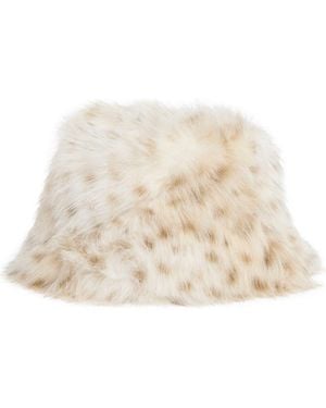 La Fiorentina Plush Faux Fur Bucket Hat - Natural