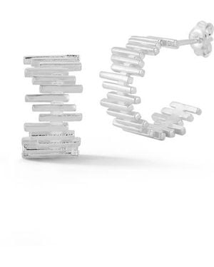 Glaze Jewelry Ribbed Hoop Earrings - White