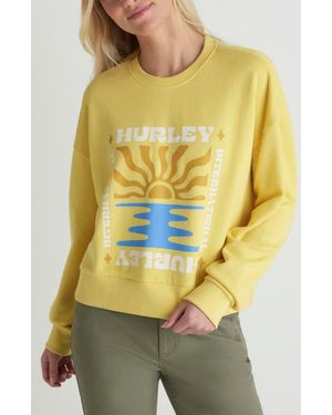 Hurley Living Peace Boxy Cotton Terry Graphic Sweatshirt - Yellow