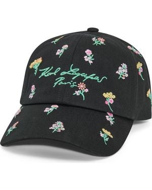 KARL LAGERFELD Karl's Garden Embroidered Baseball Cap - Green