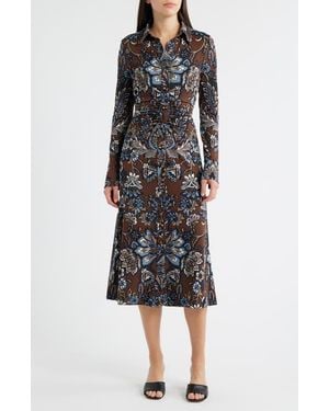 Julia Jordan Floral Print Long Sleeve Shirtdress - Black