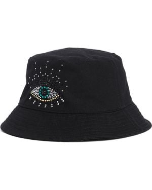 Kurt Geiger Evil Eye Embellished Bucket Hat - Black