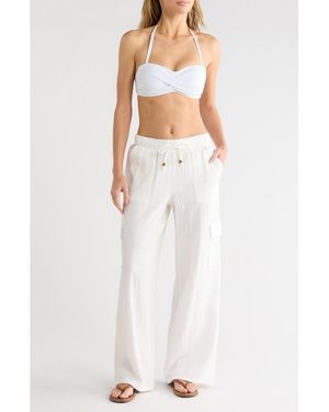 Betsey Johnson Gauze Cargo Pants - Natural