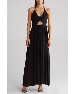 Go Couture Cutout Halter Dress - Black