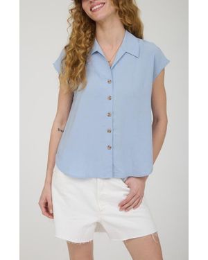 Blu Pepper Short Sleeve Button Front Shirt - Blue