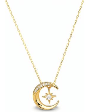 Queen Jewels Sterling Cubic Zirconia Moon & Star Pendant Necklace - Metallic