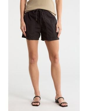 James Perse Stretch Cotton Poplin Drawstring Shorts - Black