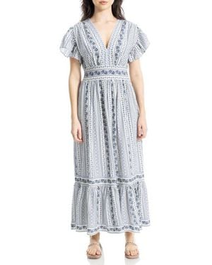 Max Studio Flutter Sleeve Maxi Dress - Multicolor