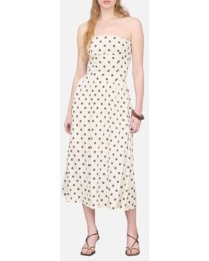Blu Pepper Polka Dot Strapless Midi Dress - Green