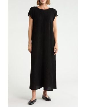 Eileen Fisher Round Neck Shift Dress - Black