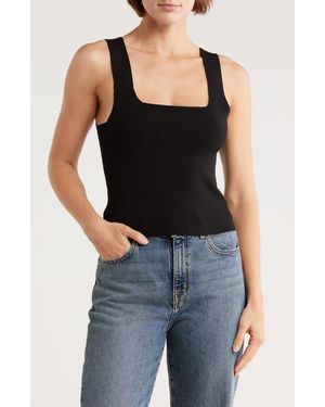 525 Eva Square Neck Crop Rib Tank - Black
