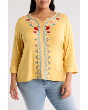 Forgotten Grace Embroidered Blouse - Yellow