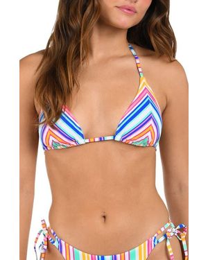 Citrus Shore Seamed Triangle Bikini Top - Blue