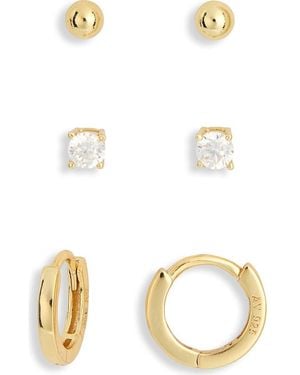 Argento Vivo Classic Hoop & Stud Earrings Set - White