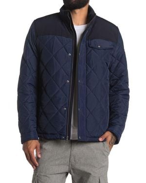 Cole Haan Diamond Quilted Wool Jacket - Blue