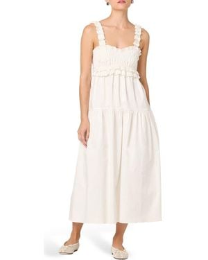 Astr Orenthia Ruffle Strap Midi Dress - White