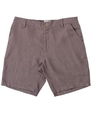 Burnside Cotton & Linen Blend Shorts - Purple