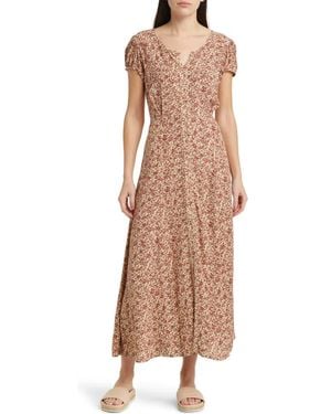 Treasure & Bond Floral Woven Maxi Dress - Brown