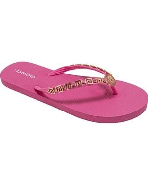 Bebe Lion Charm Thong Flip Flop - Purple