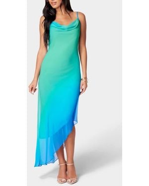 Bebe Ombré Asymmetric Hem Slipdress - Blue